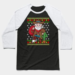 Western Cowboy Santa Claus Christmas Baseball T-Shirt